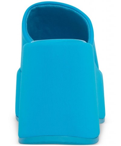 Nico Platform Wedge Sandals Blue $36.57 Shoes