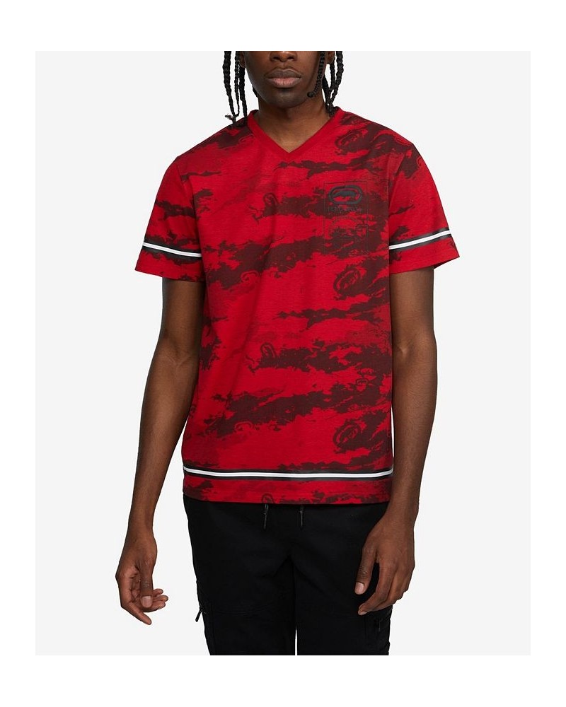 Men's Short Sleeves Wrap Around T-shirt Red $19.20 T-Shirts