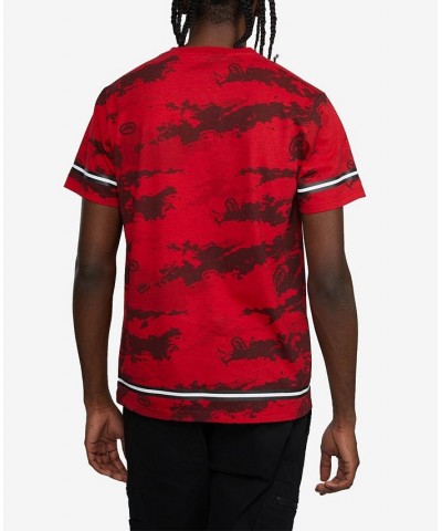 Men's Short Sleeves Wrap Around T-shirt Red $19.20 T-Shirts