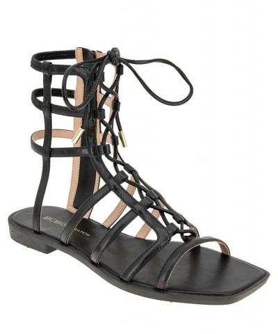 Women's Lariat Gladiator Sandal Black $56.76 Shoes