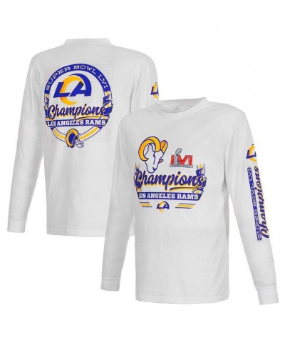 Men's Branded White Los Angeles Rams Super Bowl LVI Champions Screen Printed Long Sleeve T-shirt $30.50 T-Shirts