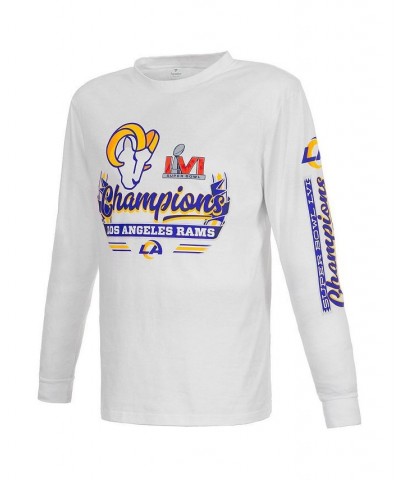 Men's Branded White Los Angeles Rams Super Bowl LVI Champions Screen Printed Long Sleeve T-shirt $30.50 T-Shirts