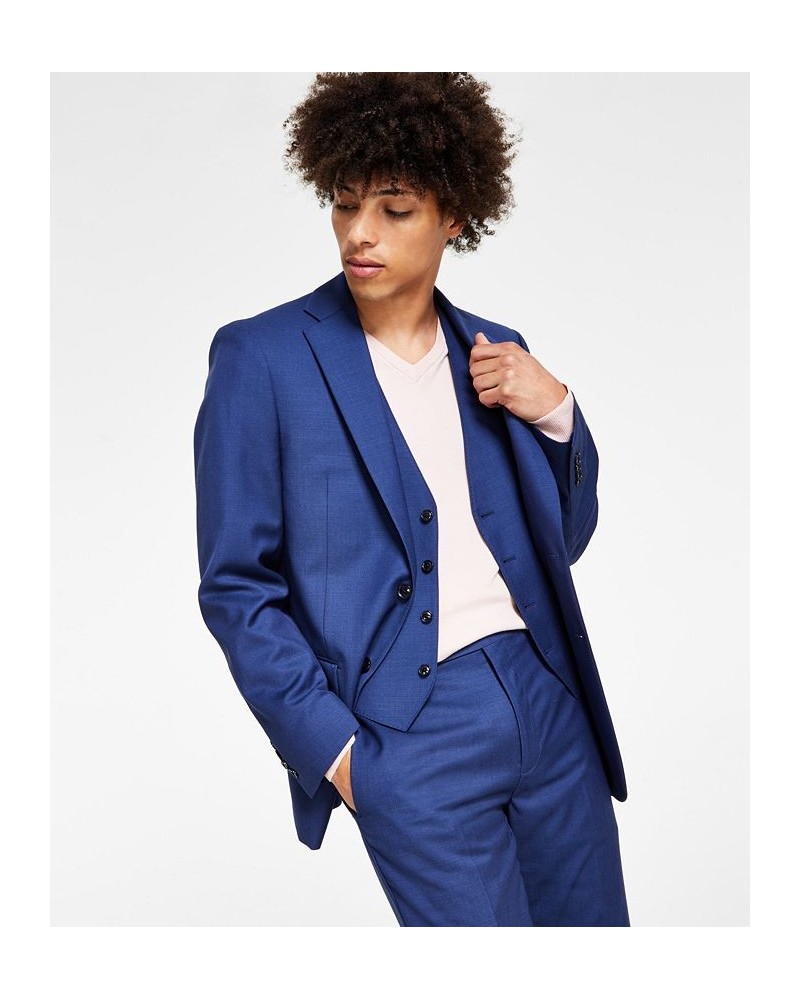 Men's Infinite Stretch Solid Slim-Fit Suit Jacket Blue $77.70 Suits