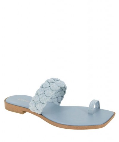 Women's Letti Flat Sandal Denim, Fabric $43.61 Shoes