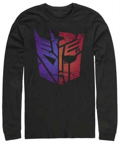 Men's Transformer Split Logo Long Sleeve T-shirt Black $22.79 T-Shirts