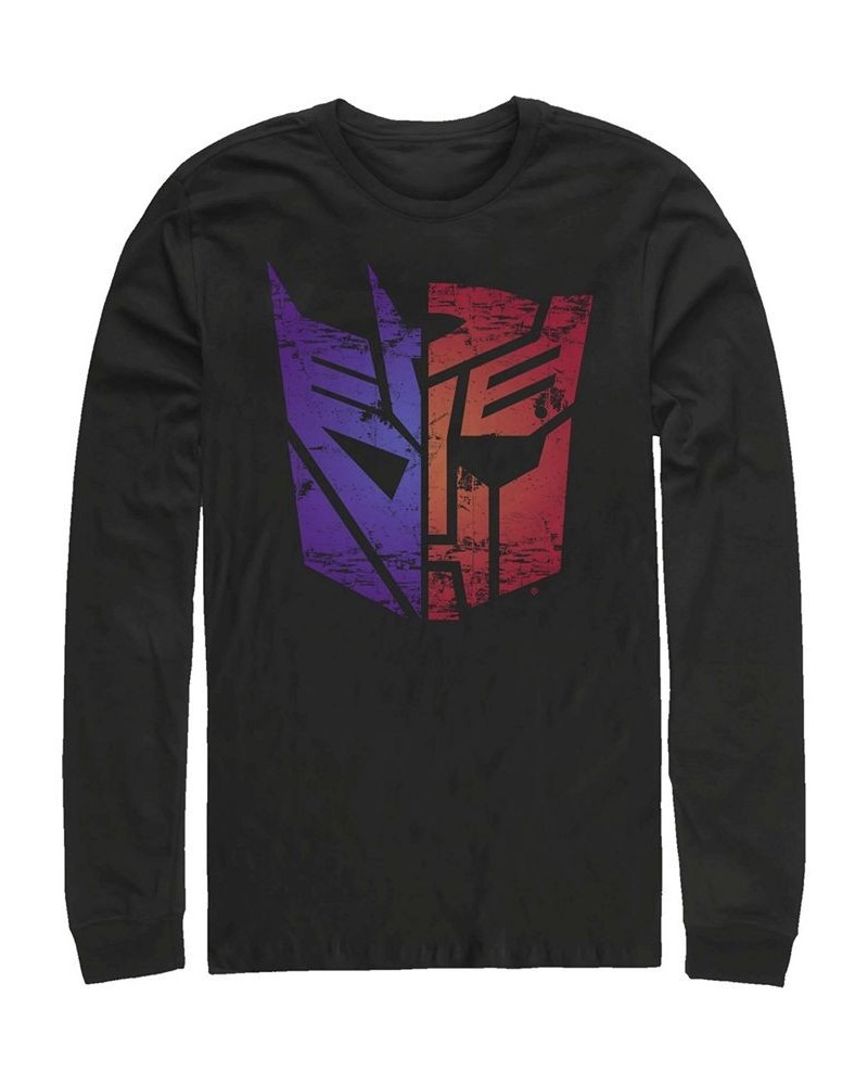 Men's Transformer Split Logo Long Sleeve T-shirt Black $22.79 T-Shirts