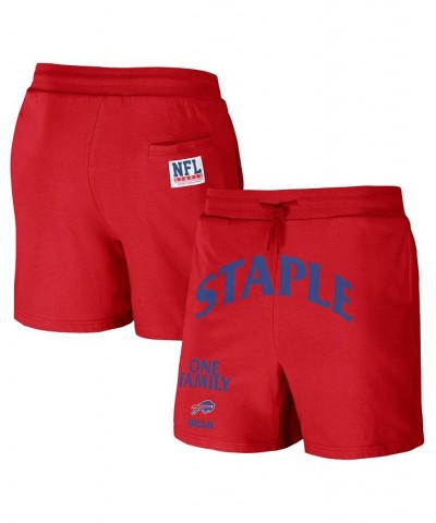 Men's NFL X Staple Red Buffalo Bills New Age Throwback Vintage-Like Wash Fleece Short $28.04 Shorts