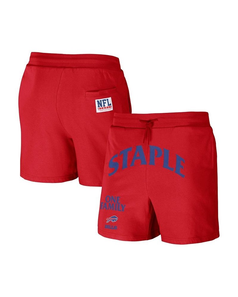 Men's NFL X Staple Red Buffalo Bills New Age Throwback Vintage-Like Wash Fleece Short $28.04 Shorts