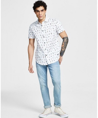 Men's Pin Up Girls Classic-Fit Printed Button-Down Shirt White $42.12 Shirts