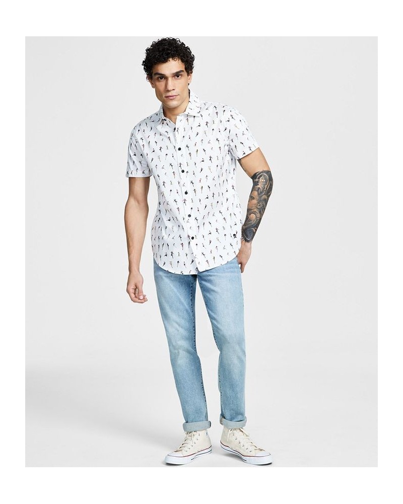 Men's Pin Up Girls Classic-Fit Printed Button-Down Shirt White $42.12 Shirts