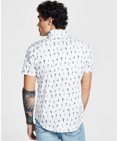 Men's Pin Up Girls Classic-Fit Printed Button-Down Shirt White $42.12 Shirts