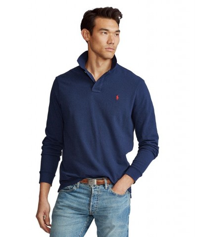 Men's Classic Fit Long Sleeve Mesh Polo Blue $25.17 Polo Shirts