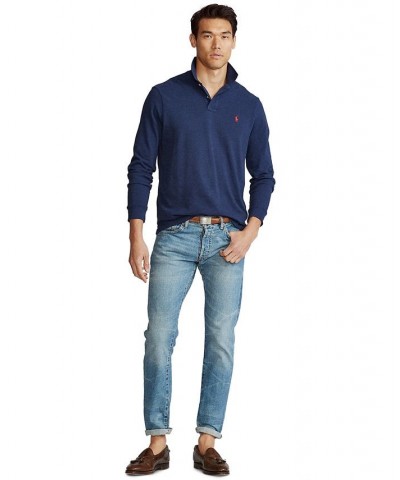 Men's Classic Fit Long Sleeve Mesh Polo Blue $25.17 Polo Shirts