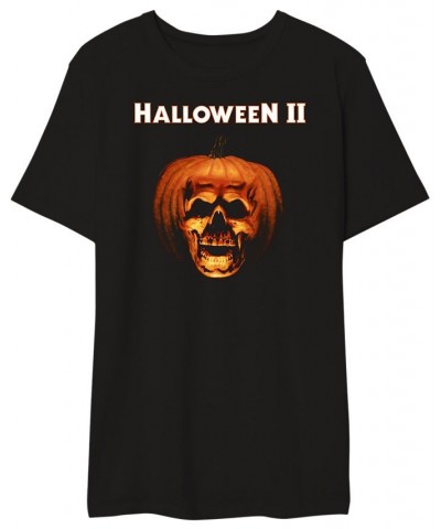 Halloween II Men's Pumpkin Skull Graphic Tshirt Black $14.35 T-Shirts