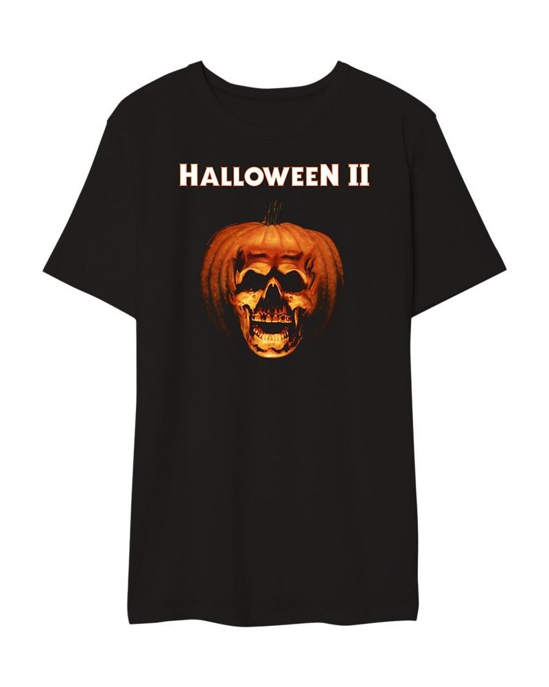 Halloween II Men's Pumpkin Skull Graphic Tshirt Black $14.35 T-Shirts