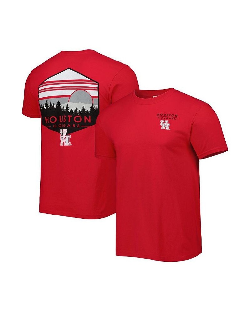 Men's Red Houston Cougars Landscape Shield T-shirt $19.60 T-Shirts