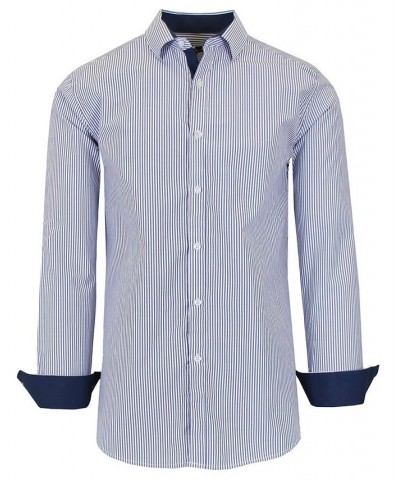 Men's Long Sleeve Pinstripe Dress Shirt PD06 $31.96 Shirts