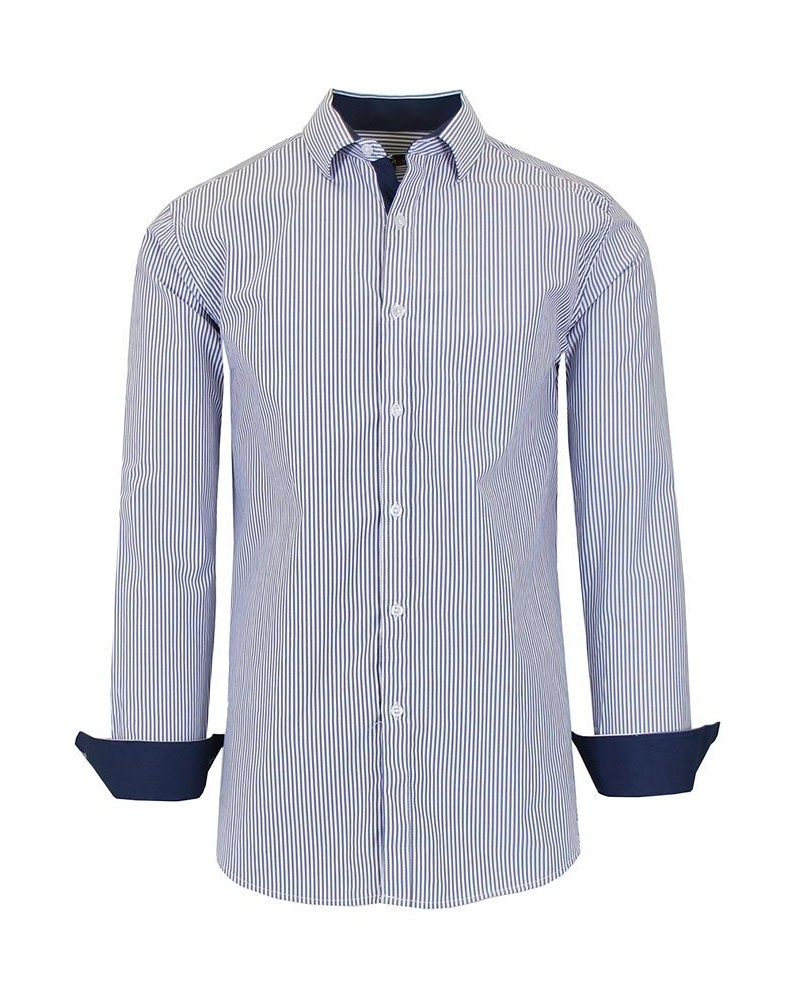 Men's Long Sleeve Pinstripe Dress Shirt PD06 $31.96 Shirts