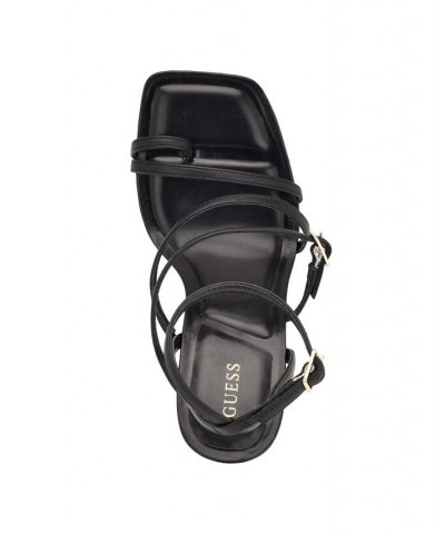 Women's Bolten Strappy Single Sole Square Toe Sandals Black $35.97 Shoes