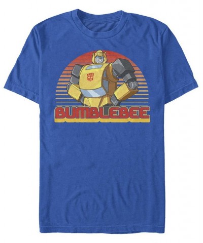 Men's Retro Bumblebee Short Sleeve Crew T-shirt Blue $17.84 T-Shirts