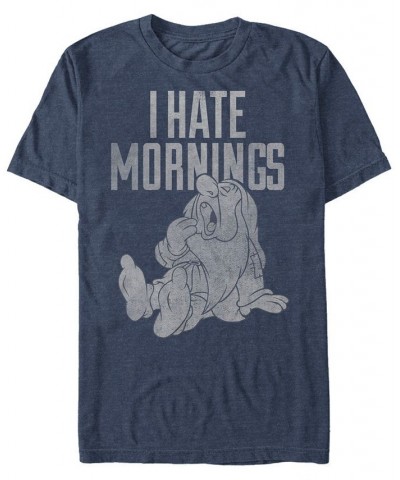 Disney Men's Snow White and the Seven Dwarfs Sleepy I Hate Mornings, Short Sleeve T-Shirt Blue $18.54 T-Shirts