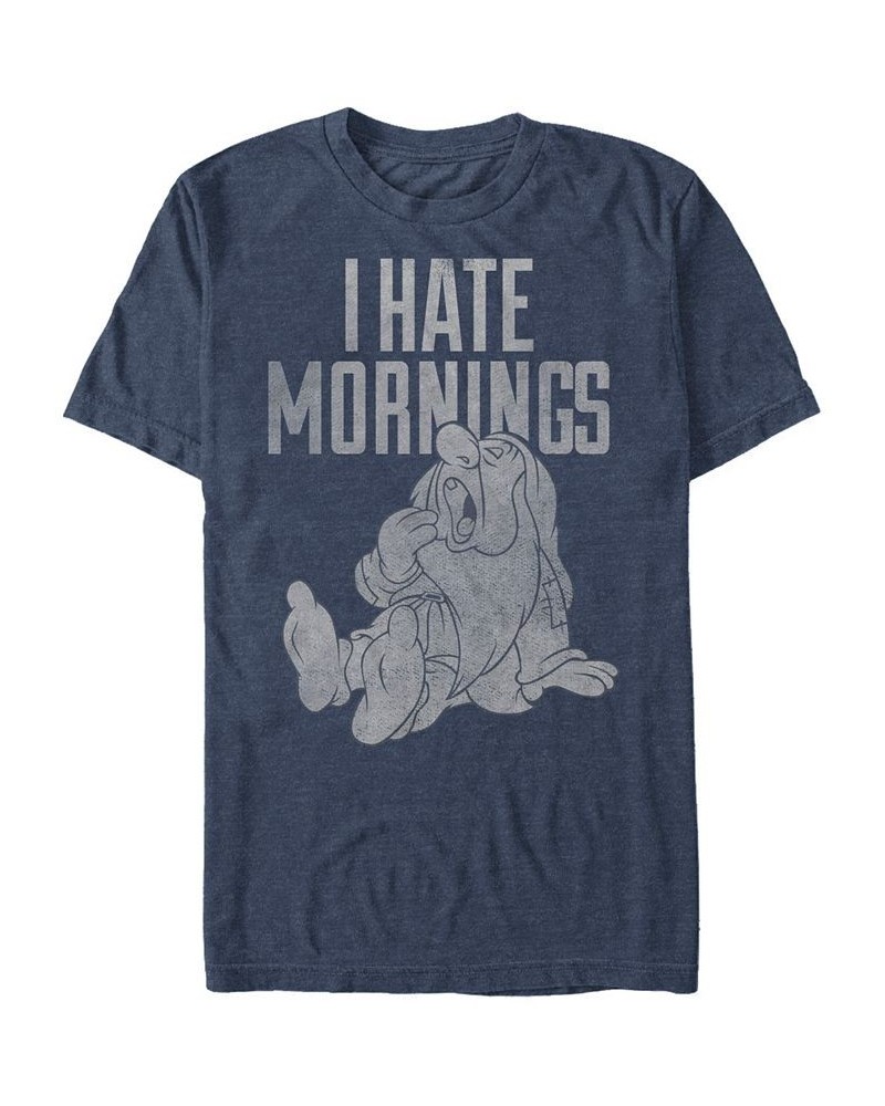 Disney Men's Snow White and the Seven Dwarfs Sleepy I Hate Mornings, Short Sleeve T-Shirt Blue $18.54 T-Shirts