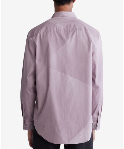 Men's Long-Sleeve Paper-Print Easy Shirt Purple $20.43 Shirts