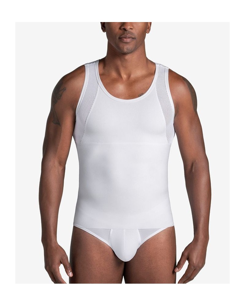 Men's Stretch Moderate Compression Shaper Tank Top White $31.20 Undershirt