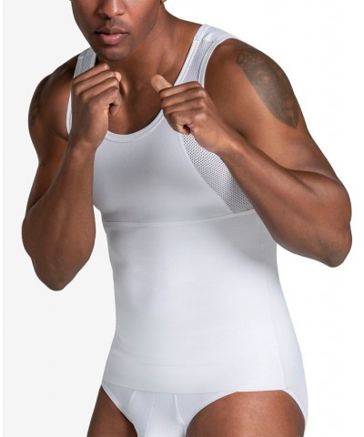 Men's Stretch Moderate Compression Shaper Tank Top White $31.20 Undershirt