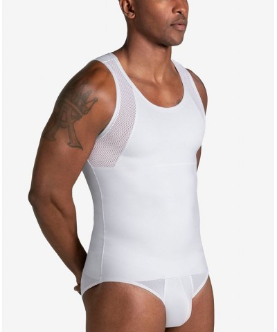 Men's Stretch Moderate Compression Shaper Tank Top White $31.20 Undershirt