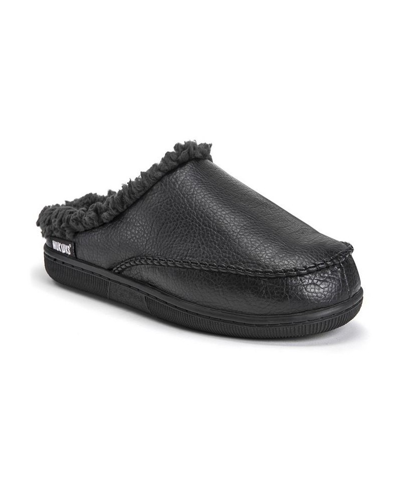 Men's Faux Leather Clog Slippers Black $15.48 Shoes