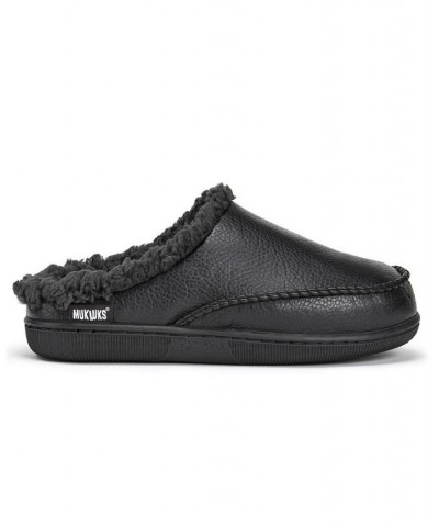 Men's Faux Leather Clog Slippers Black $15.48 Shoes