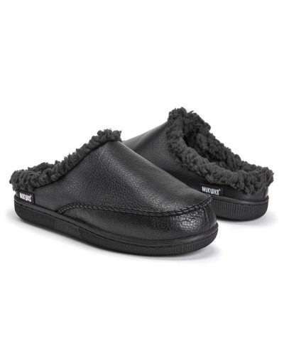 Men's Faux Leather Clog Slippers Black $15.48 Shoes