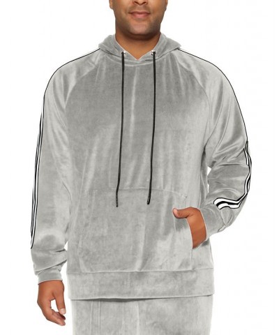 Men's Big and Tall Velour Hoodie Gray $35.76 Sweatshirt