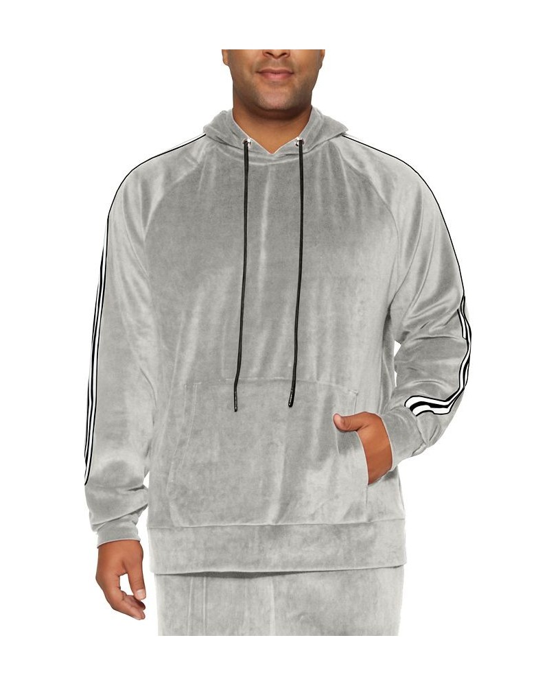 Men's Big and Tall Velour Hoodie Gray $35.76 Sweatshirt