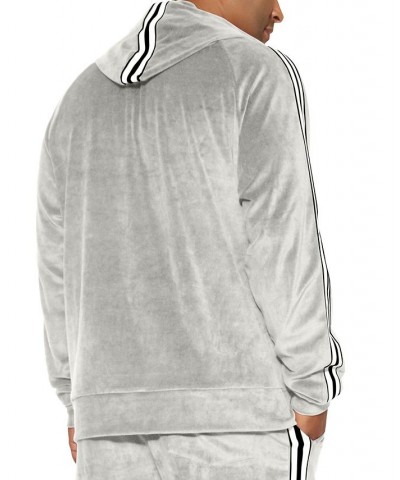 Men's Big and Tall Velour Hoodie Gray $35.76 Sweatshirt