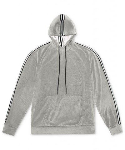 Men's Big and Tall Velour Hoodie Gray $35.76 Sweatshirt