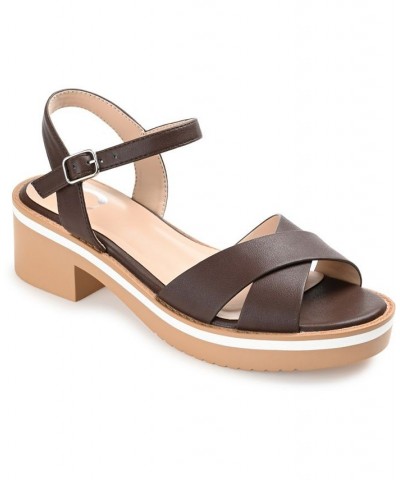 Women's Hilaree Ankle-Strap Sandals Brown $49.00 Shoes