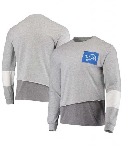 Men's Heathered Gray Detroit Lions Angle Long Sleeve T-shirt $33.79 T-Shirts