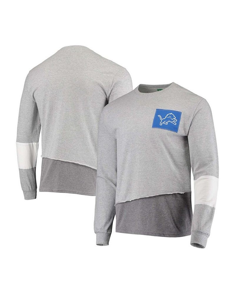 Men's Heathered Gray Detroit Lions Angle Long Sleeve T-shirt $33.79 T-Shirts