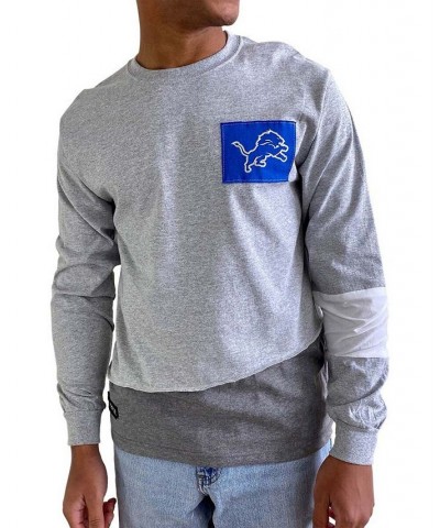 Men's Heathered Gray Detroit Lions Angle Long Sleeve T-shirt $33.79 T-Shirts