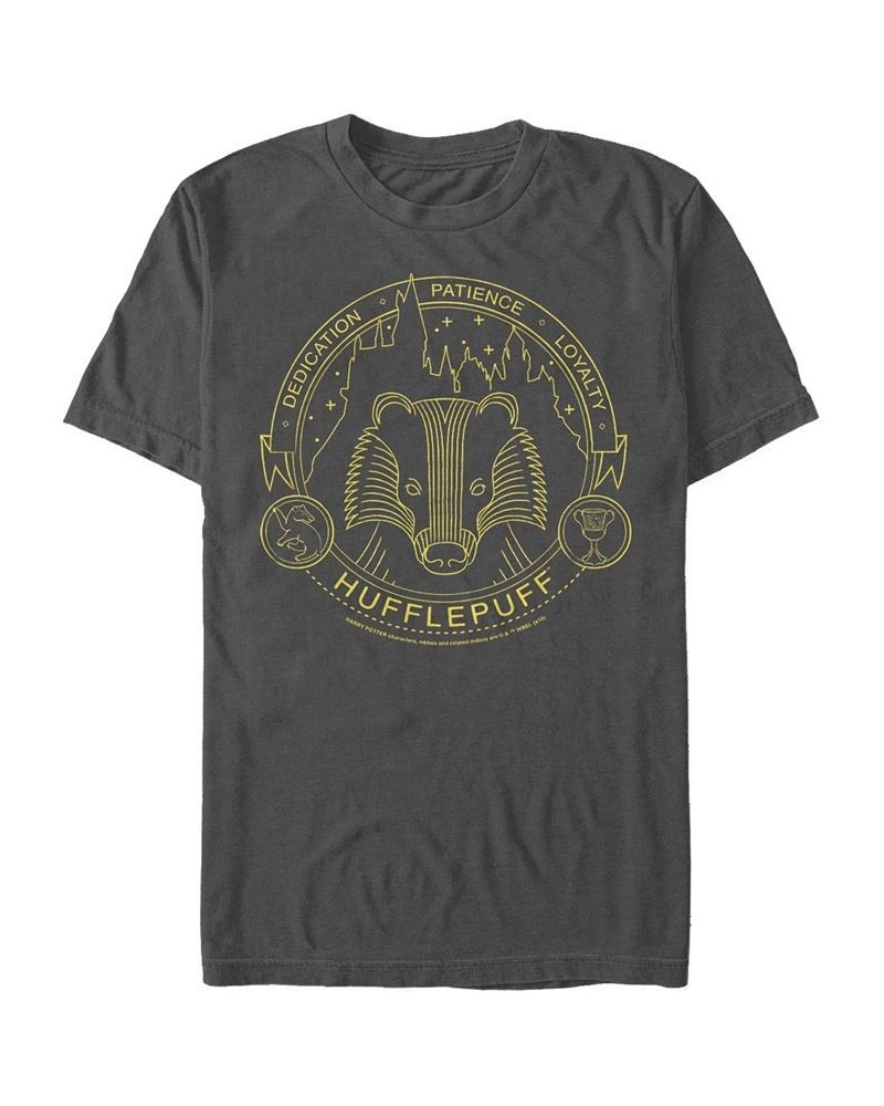 Men's Hufflepuff Symbol Short Sleeve Crew T-shirt Gray $14.00 T-Shirts