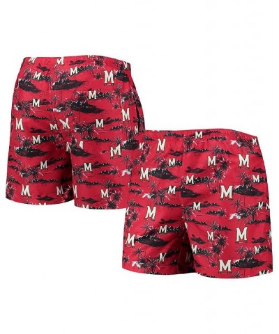 Men's Red Maryland Terrapins Island Palm Swim Trunks $23.50 Swimsuits