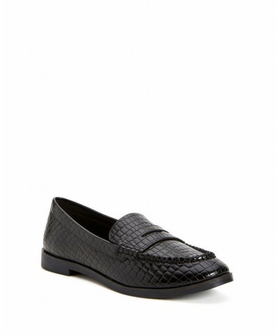 Women's The Geli Round Toe Loafer Flats Black $47.52 Shoes