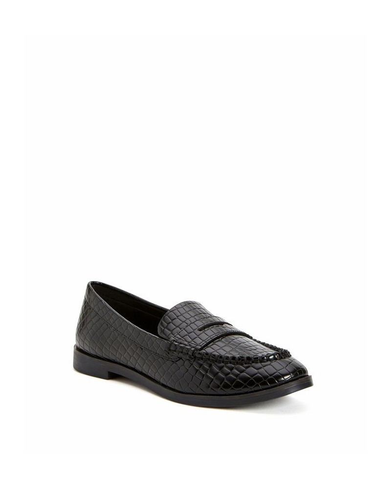 Women's The Geli Round Toe Loafer Flats Black $47.52 Shoes