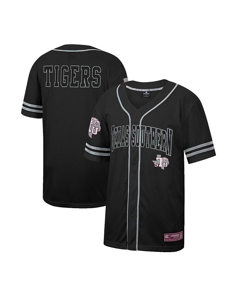 Men's Black Texas Southern Tigers Free Spirited Mesh Button-Up Baseball Jersey $36.75 Jersey