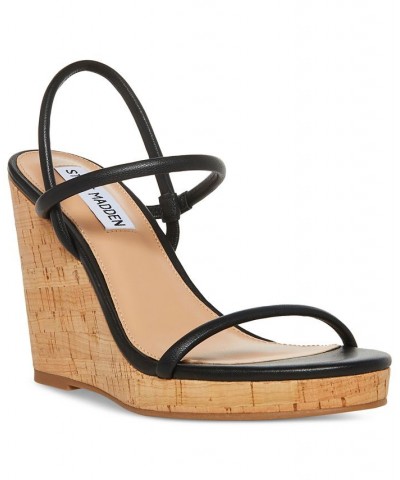 Women's Udell Strappy Platform Wedge Sandals Black $50.14 Shoes