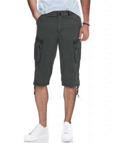 Men's Belted Capri Cargo Shorts Gray $23.75 Shorts