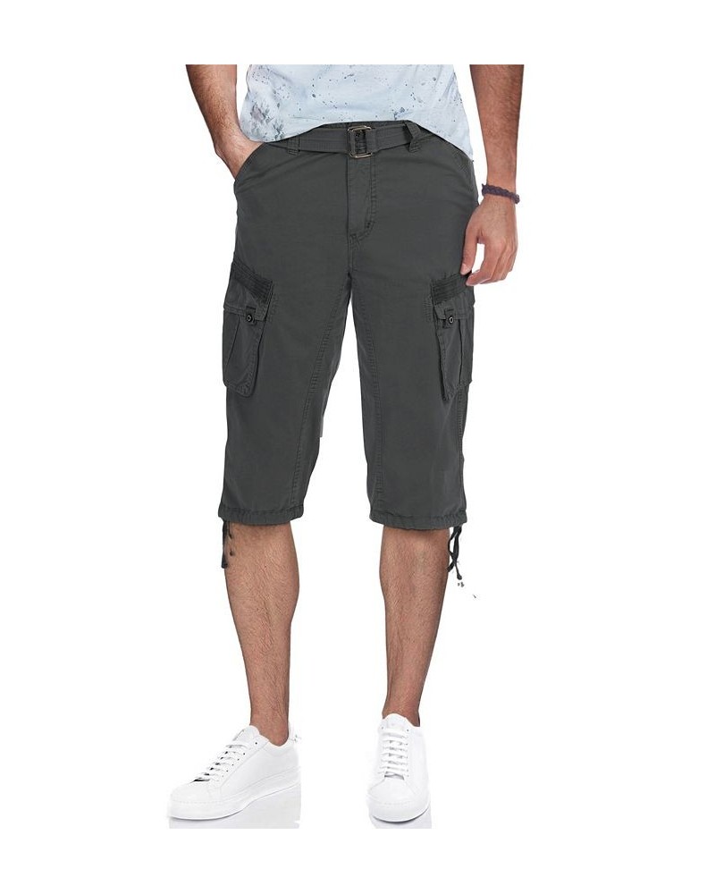 Men's Belted Capri Cargo Shorts Gray $23.75 Shorts