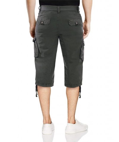 Men's Belted Capri Cargo Shorts Gray $23.75 Shorts